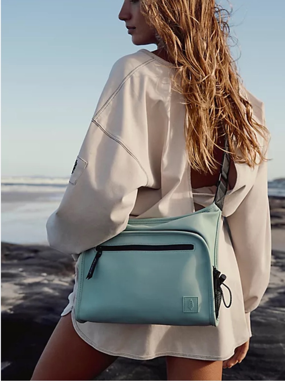 FREE PEOPLE MOVEMENT All Weather Mini Messenger Blue Waterproof Crossbody Bag